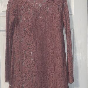 Wishlist Lace Long Sleeve Dress in Mauve